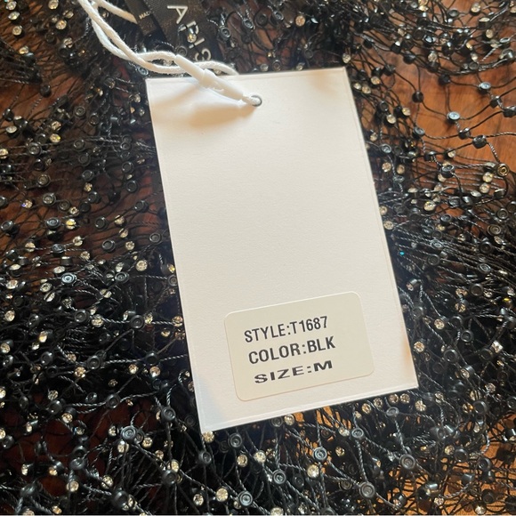 Lucy Paris- NWT SZ M Black Rhinestones Mesh Tank - Picture 10 of 10